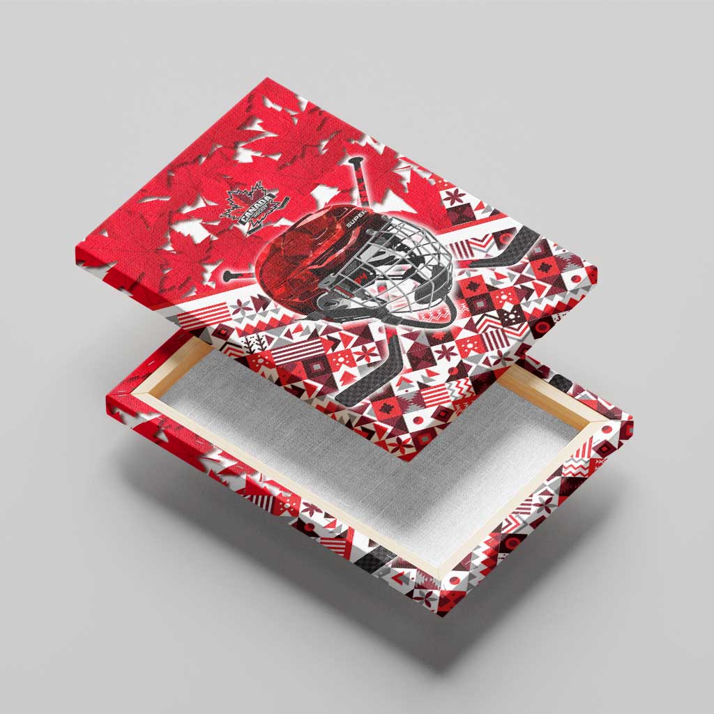 Canada Hockey Helmet Canvas Wall Art Maple Leaf Pattern