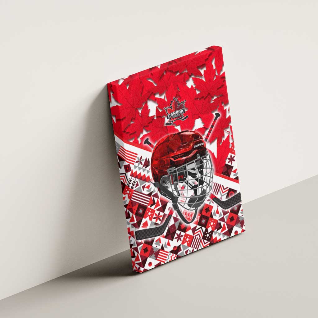 Canada Hockey Helmet Canvas Wall Art Maple Leaf Pattern