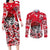 Personalized Canada Hockey Helmet Couples Matching Long Sleeve Bodycon Dress and Long Sleeve Button Shirt Maple Leaf Pattern
