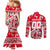 Personalized Canada Hockey Helmet Couples Matching Mermaid Dress and Long Sleeve Button Shirt Maple Leaf Pattern