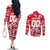 Personalized Canada Hockey Helmet Couples Matching Off The Shoulder Long Sleeve Dress and Long Sleeve Button Shirt Maple Leaf Pattern