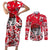 Personalized Canada Hockey Helmet Couples Matching Short Sleeve Bodycon Dress and Long Sleeve Button Shirt Maple Leaf Pattern