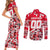 Personalized Canada Hockey Helmet Couples Matching Short Sleeve Bodycon Dress and Long Sleeve Button Shirt Maple Leaf Pattern
