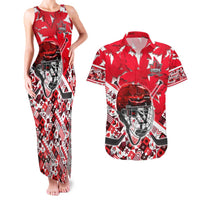 Personalized Canada Hockey Helmet Couples Matching Tank Maxi Dress and Hawaiian Shirt Maple Leaf Pattern