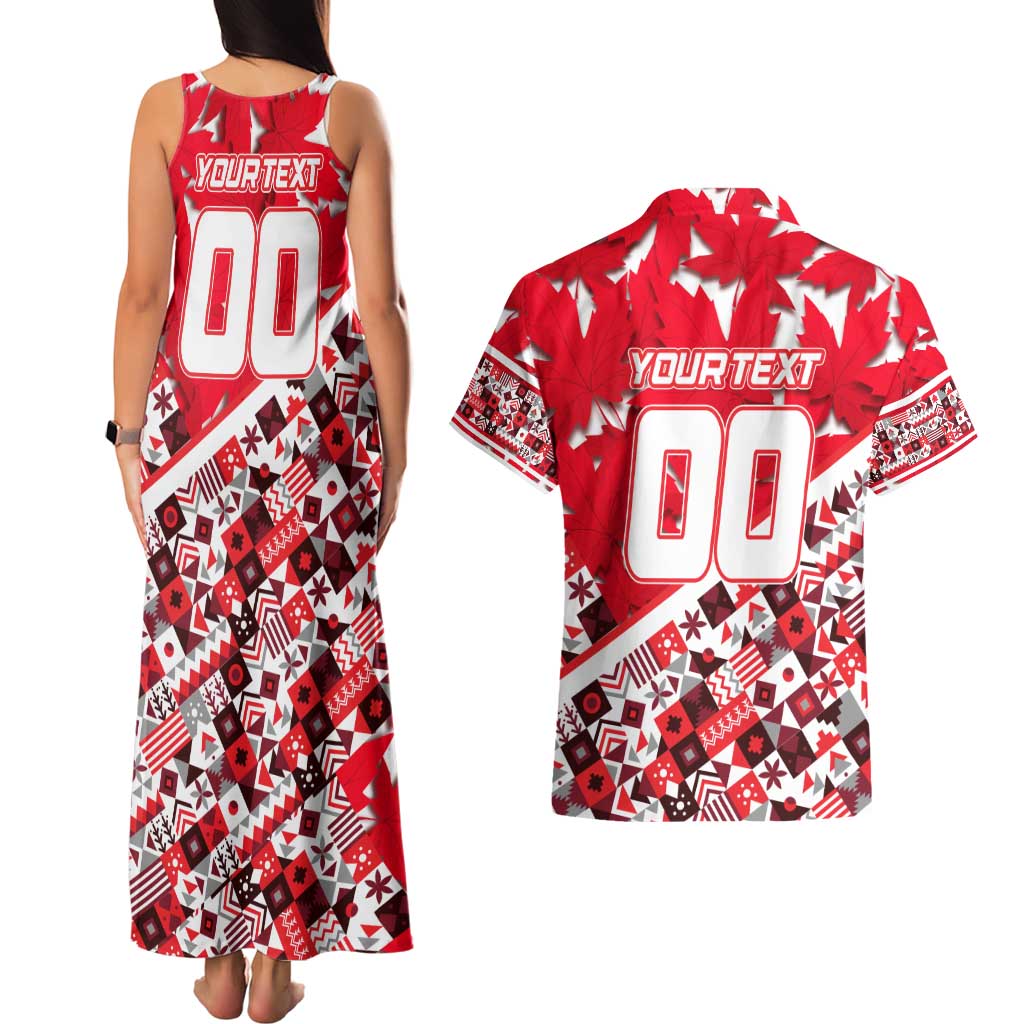Personalized Canada Hockey Helmet Couples Matching Tank Maxi Dress and Hawaiian Shirt Maple Leaf Pattern