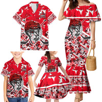 Personalized Canada Hockey Helmet Family Matching Mermaid Dress and Hawaiian Shirt Maple Leaf Pattern