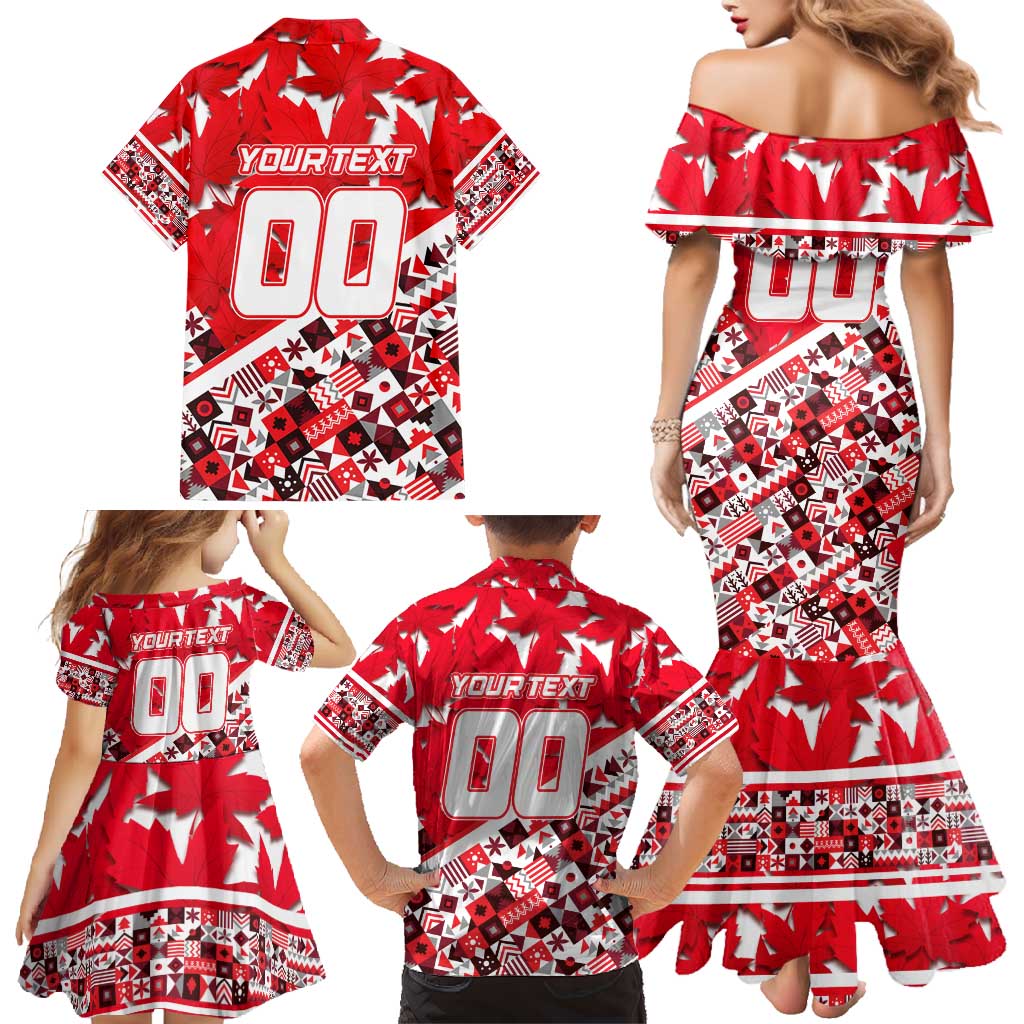 Personalized Canada Hockey Helmet Family Matching Mermaid Dress and Hawaiian Shirt Maple Leaf Pattern