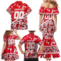 Personalized Canada Hockey Helmet Family Matching Mermaid Dress and Hawaiian Shirt Maple Leaf Pattern