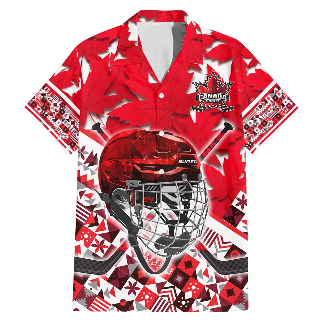 Personalized Canada Hockey Helmet Family Matching Mermaid Dress and Hawaiian Shirt Maple Leaf Pattern