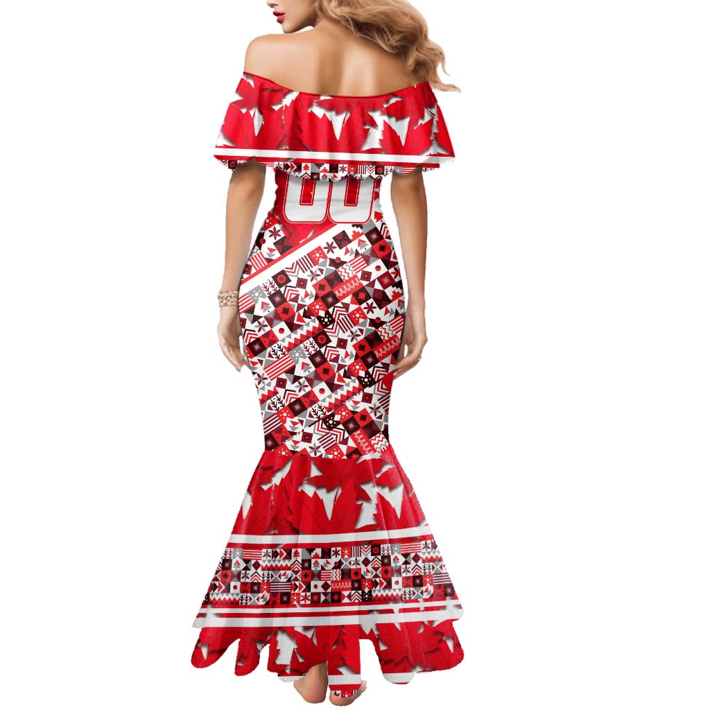 Personalized Canada Hockey Helmet Family Matching Mermaid Dress and Hawaiian Shirt Maple Leaf Pattern