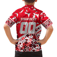 Personalized Canada Hockey Helmet Family Matching Off Shoulder Short Dress and Hawaiian Shirt Maple Leaf Pattern