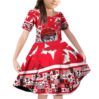 Personalized Canada Hockey Helmet Family Matching Off Shoulder Short Dress and Hawaiian Shirt Maple Leaf Pattern