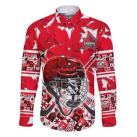 Personalized Canada Hockey Helmet Family Matching Puletasi and Hawaiian Shirt Maple Leaf Pattern