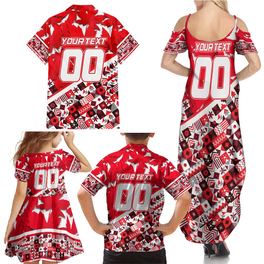Personalized Canada Hockey Helmet Family Matching Summer Maxi Dress and Hawaiian Shirt Maple Leaf Pattern