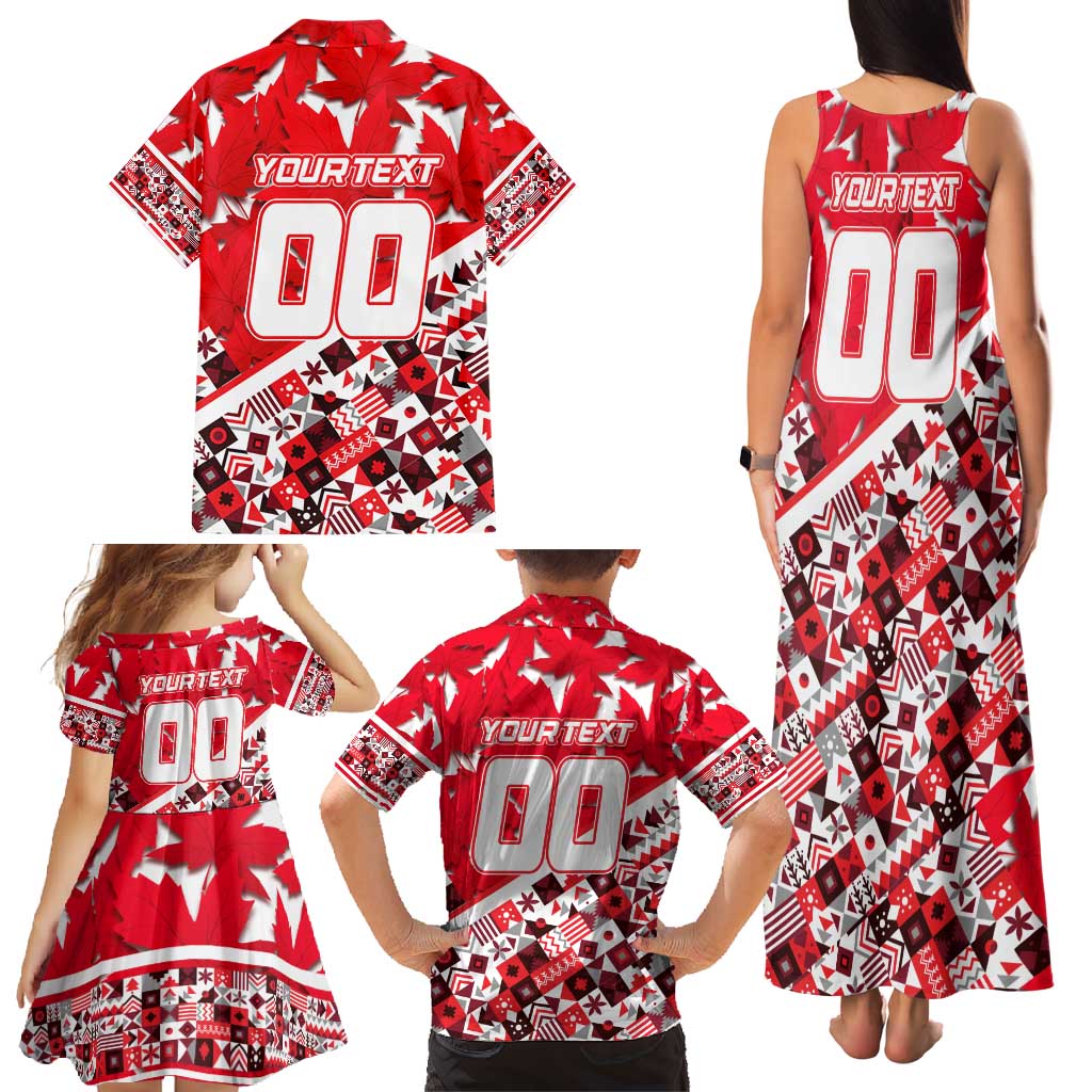Personalized Canada Hockey Helmet Family Matching Tank Maxi Dress and Hawaiian Shirt Maple Leaf Pattern
