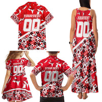 Personalized Canada Hockey Helmet Family Matching Tank Maxi Dress and Hawaiian Shirt Maple Leaf Pattern