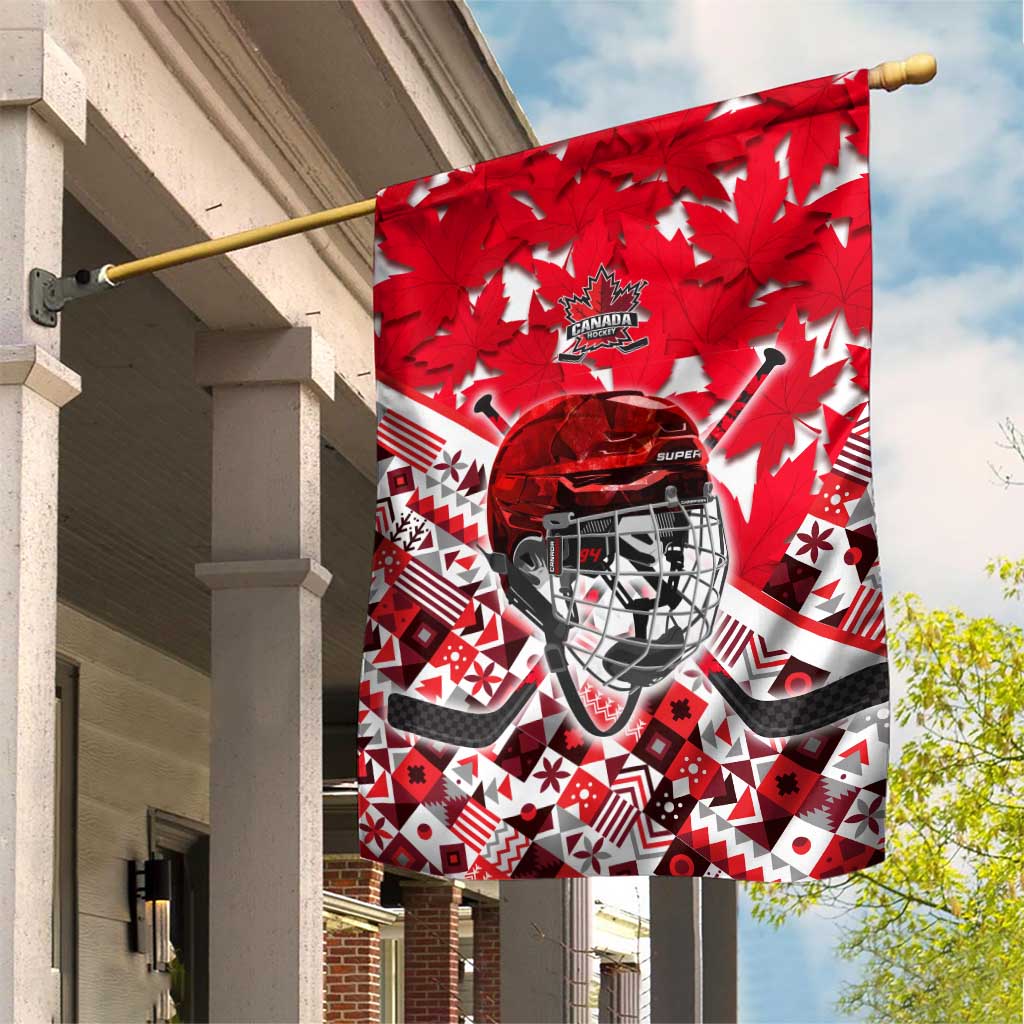 Canada Hockey Helmet Garden Flag Maple Leaf Pattern