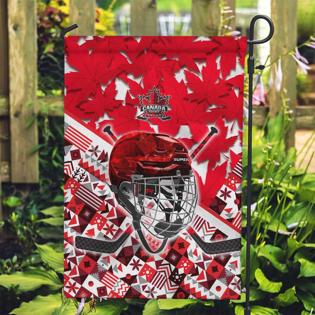 Canada Hockey Helmet Garden Flag Maple Leaf Pattern