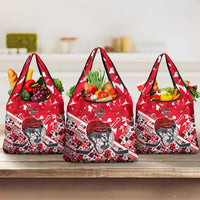 Canada Hockey Helmet Grocery Bag Maple Leaf Pattern