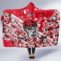 Canada Hockey Helmet Hooded Blanket Maple Leaf Pattern
