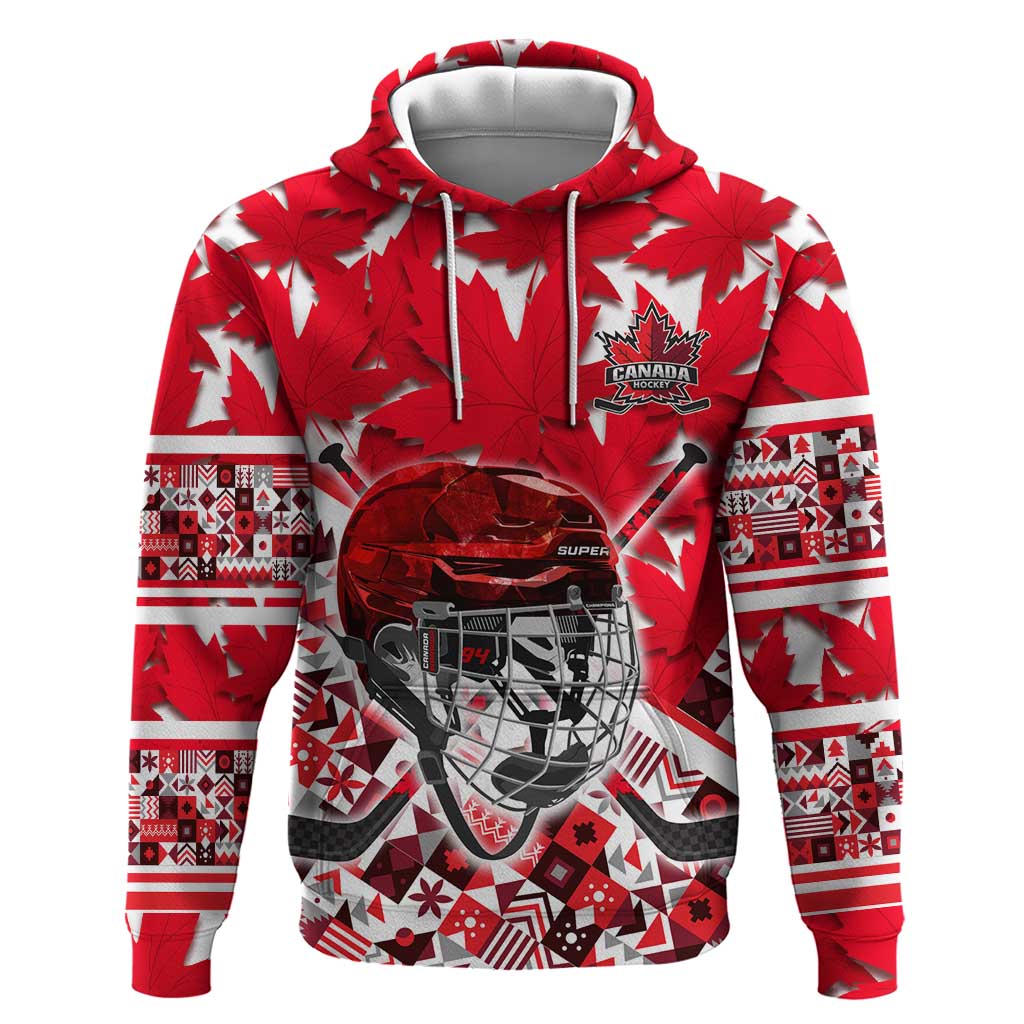 Personalized Canada Hockey Helmet Hoodie Maple Leaf Pattern