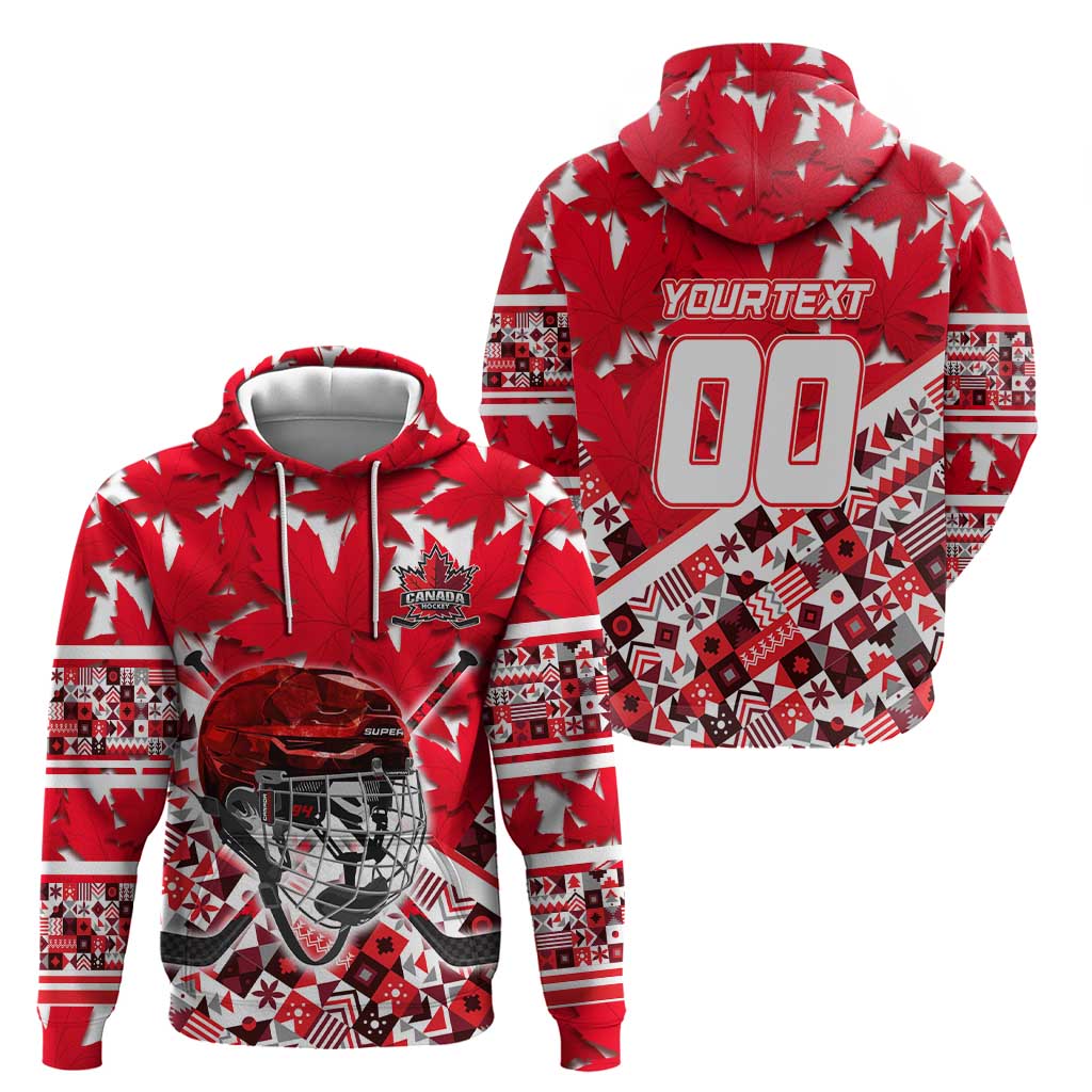 Personalized Canada Hockey Helmet Hoodie Maple Leaf Pattern