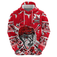 Personalized Canada Hockey Helmet Hoodie Maple Leaf Pattern