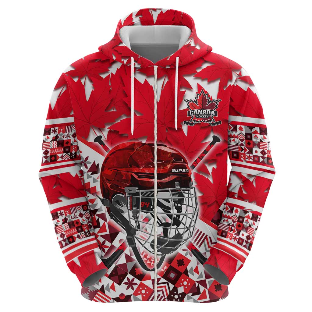 Personalized Canada Hockey Helmet Hoodie Maple Leaf Pattern