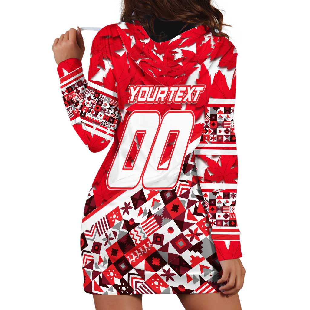 Personalized Canada Hockey Helmet Hoodie Dress Maple Leaf Pattern
