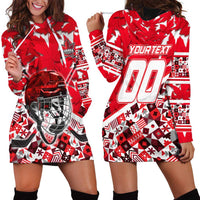 Personalized Canada Hockey Helmet Hoodie Dress Maple Leaf Pattern