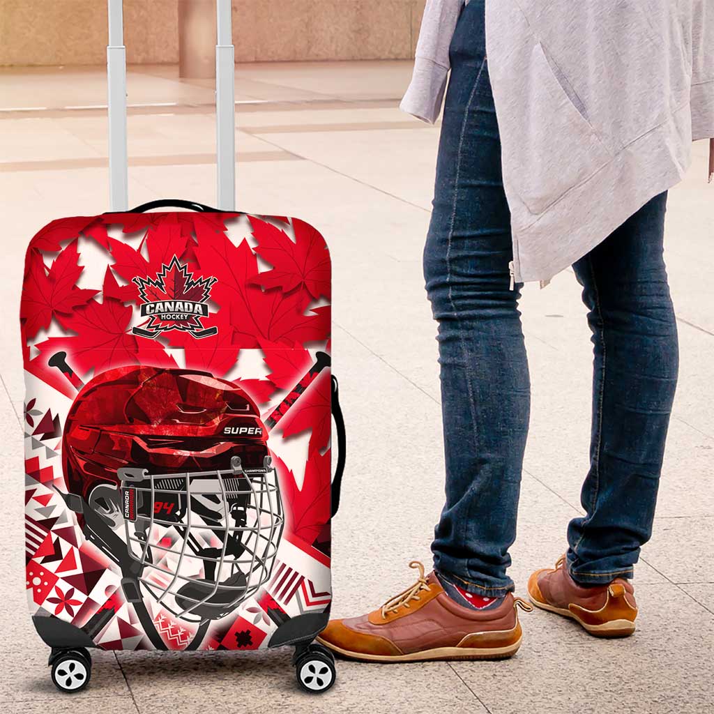 Canada Hockey Helmet Luggage Cover Maple Leaf Pattern