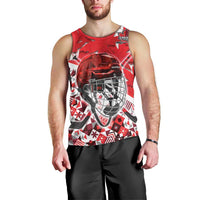 Personalized Canada Hockey Helmet Men Tank Top Maple Leaf Pattern