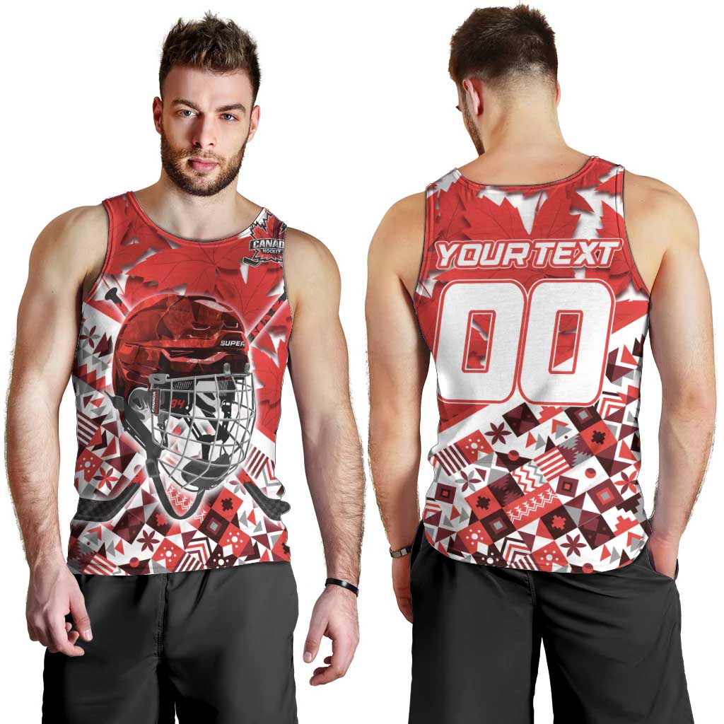 Personalized Canada Hockey Helmet Men Tank Top Maple Leaf Pattern