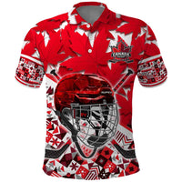 Personalized Canada Hockey Helmet Polo Shirt Maple Leaf Pattern