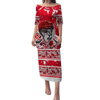 Personalized Canada Hockey Helmet Puletasi Maple Leaf Pattern