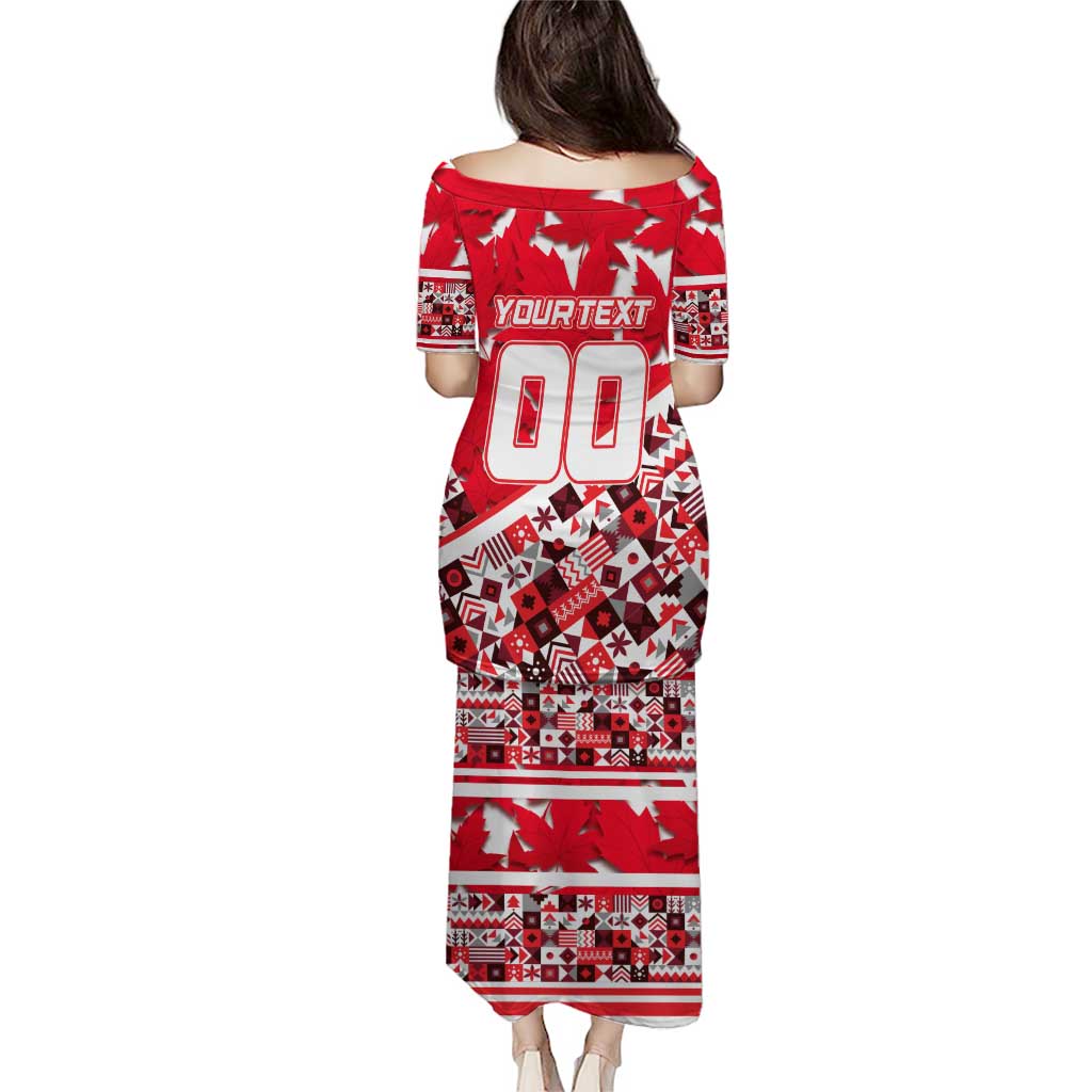 Personalized Canada Hockey Helmet Puletasi Maple Leaf Pattern