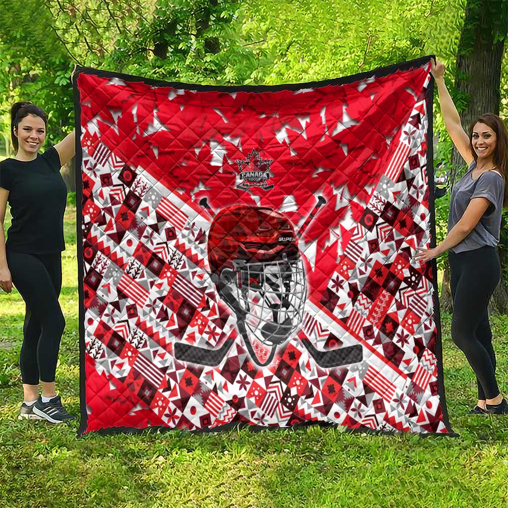 Canada Hockey Helmet Quilt Maple Leaf Pattern