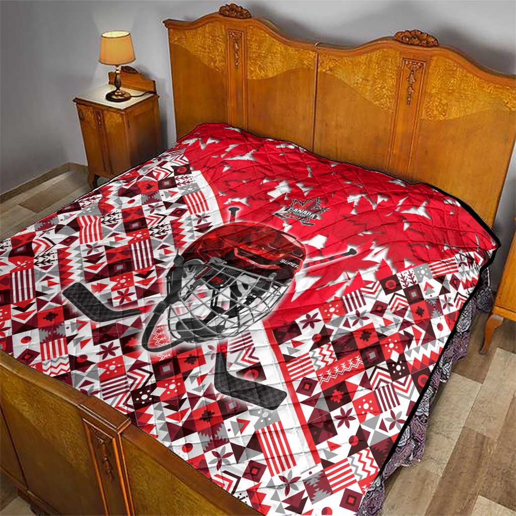 Canada Hockey Helmet Quilt Maple Leaf Pattern