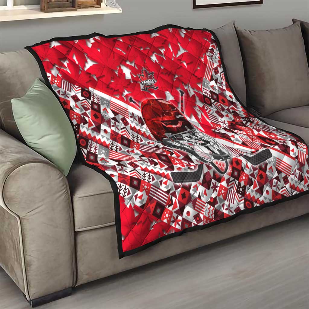 Canada Hockey Helmet Quilt Maple Leaf Pattern