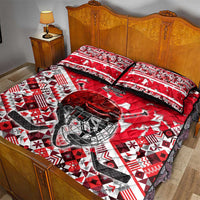 Canada Hockey Helmet Quilt Bed Set Maple Leaf Pattern