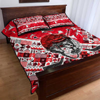 Canada Hockey Helmet Quilt Bed Set Maple Leaf Pattern