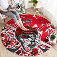 Canada Hockey Helmet Round Carpet Maple Leaf Pattern