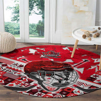 Canada Hockey Helmet Round Carpet Maple Leaf Pattern