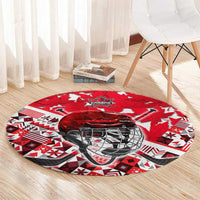 Canada Hockey Helmet Round Carpet Maple Leaf Pattern