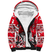 Personalized Canada Hockey Helmet Sherpa Hoodie Maple Leaf Pattern