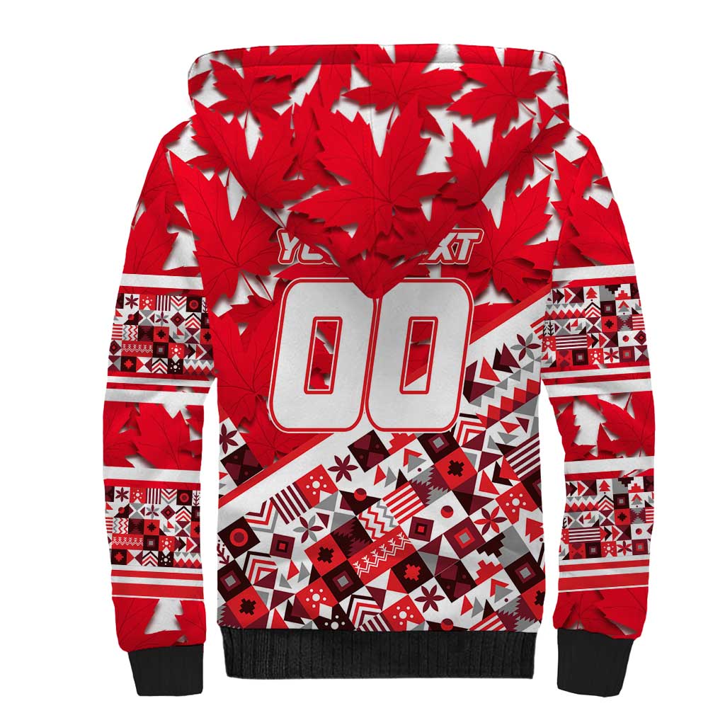 Personalized Canada Hockey Helmet Sherpa Hoodie Maple Leaf Pattern