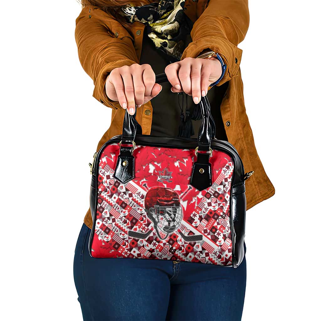 Canada Hockey Helmet Shoulder Handbag Maple Leaf Pattern