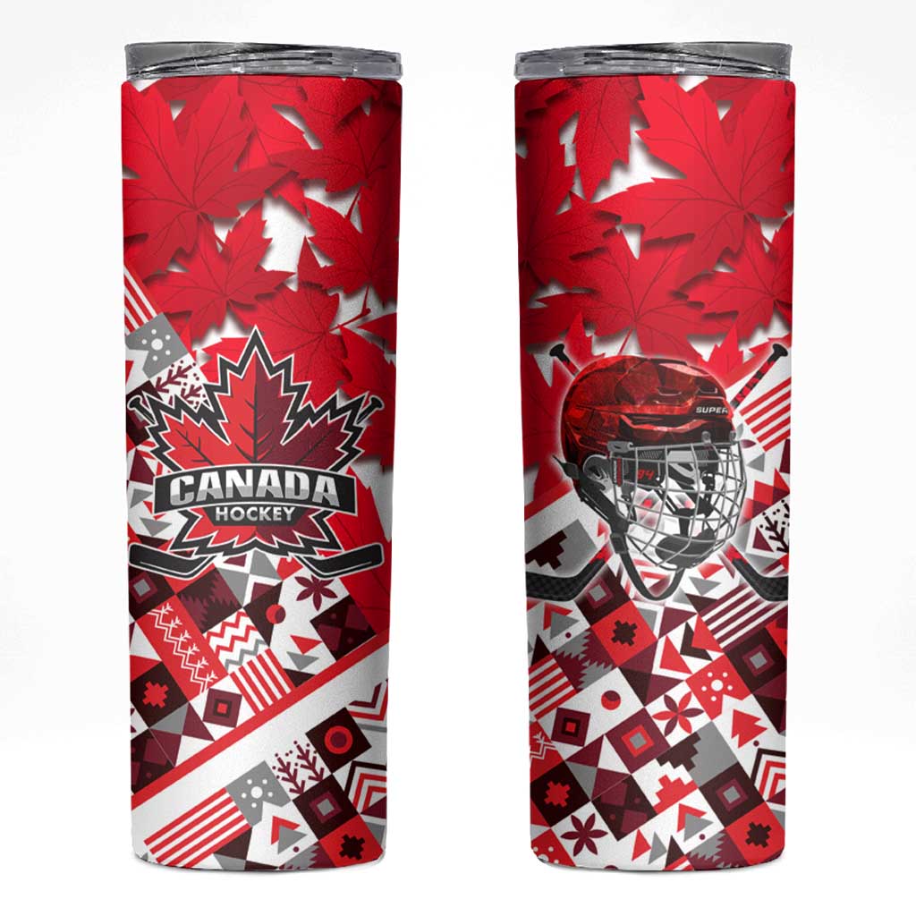 Canada Hockey Helmet Skinny Tumbler Maple Leaf Pattern
