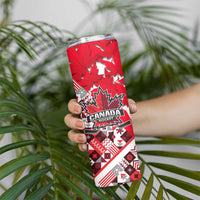 Canada Hockey Helmet Skinny Tumbler Maple Leaf Pattern