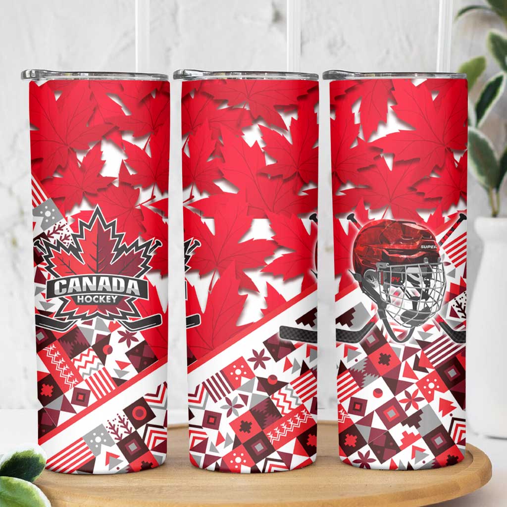 Canada Hockey Helmet Skinny Tumbler Maple Leaf Pattern